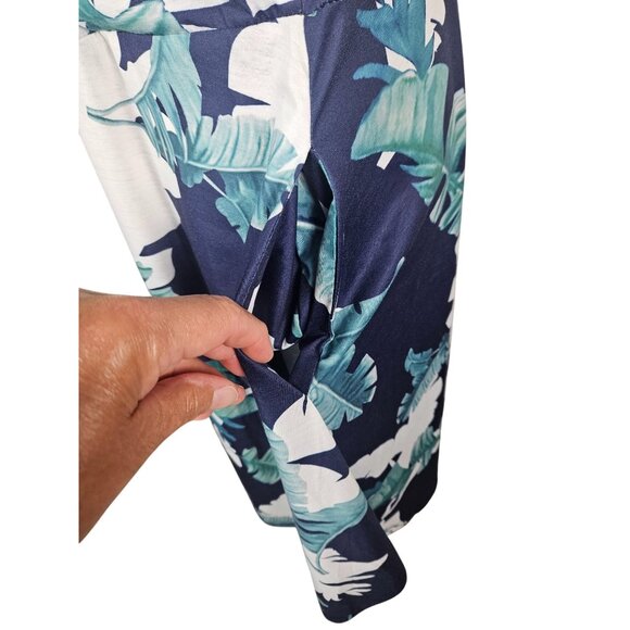 Womens Tropical Print Sleeveless Wrap Dress With Flowy Skirt Size XL Casual Chic - Picture 9 of 10